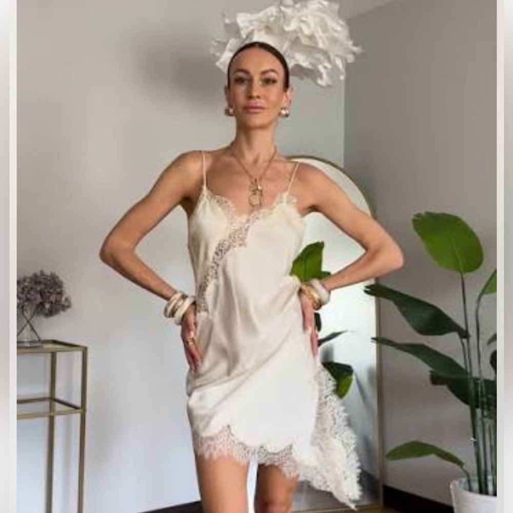 Zara Cream Lace Slip Dress